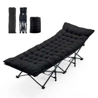 6-Position Adjustable Camping Cot with Mattress, 450lbs Capacity, Folding Portable Bed for Outdoor & Office.