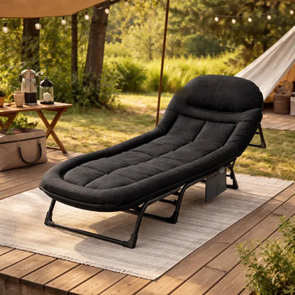 6-Position Adjustable Camping Cot with Mattress, 450lbs Capacity, Folding Portable Bed for Outdoor & Office.